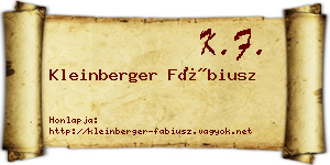 Kleinberger Fábiusz névjegykártya